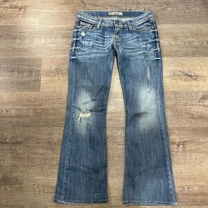 BKE Sabrina Low Rise Stretch Distressed Bootcut Jeans